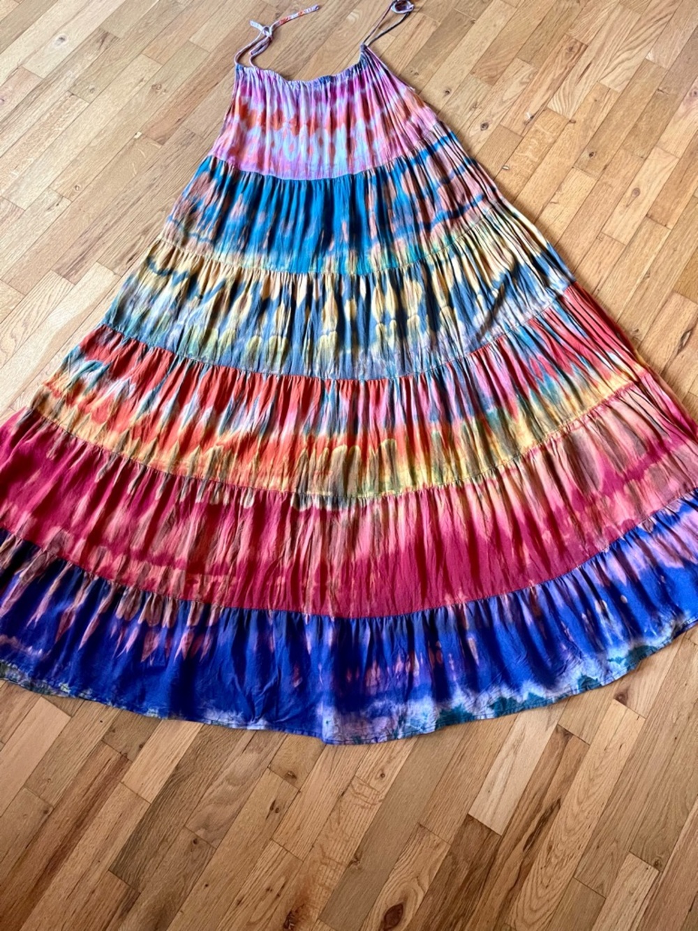 Boho Tie-Dye Maxi Dress 100% Cotton Made In Thailand O/S Festival Beach Hippie